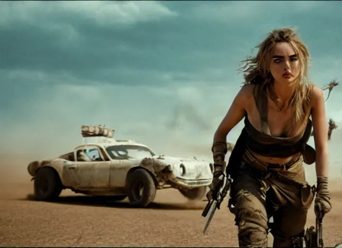 Prompt: ana de armas in mad max fury road, cinestill colour, anamorphic