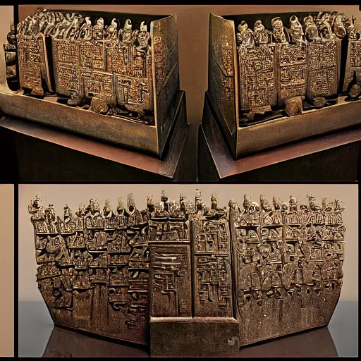 Prompt: Bronze computers of the Qin Dynasty.