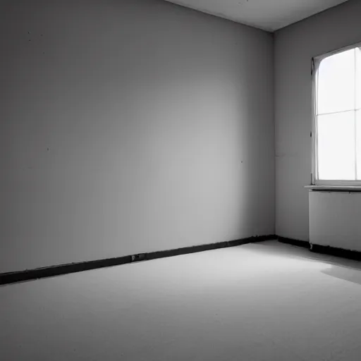 Prompt: An empty yellow room with a shadow in the corner