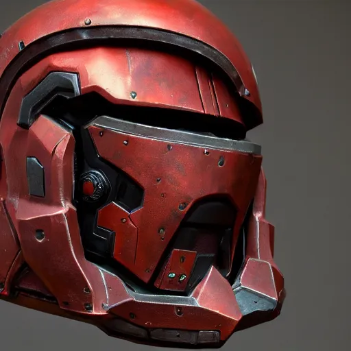 Image similar to doom slayer's helmet from doom eternal, photography