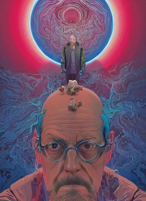 Image similar to poster artwork by Michael Whelan and Tomer Hanuka, Karol Bak of Terence McKenna, from scene from Twin Peaks, clean