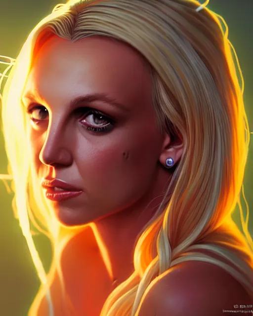 Image similar to highly detailed vfx portrait of britney spears by stephen bliss, chalk, unrealengine, greg rutkowski, loish, rhads, beeple, chalk, makoto shinkai and lois van baarle, ilya kuvshinov, rossdraws, tom bagshaw, basil gogos