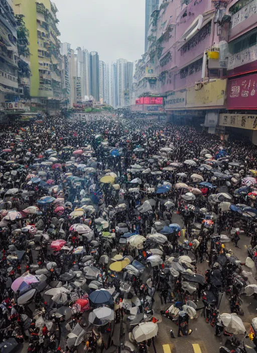 Prompt: 2 0 1 9 hong kong riot by jean honore fragonard. wide angle shot. depth of field. high definition. 8 k. photography.