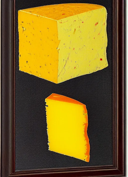 Image similar to rainbow piece of cheese, egon schiele