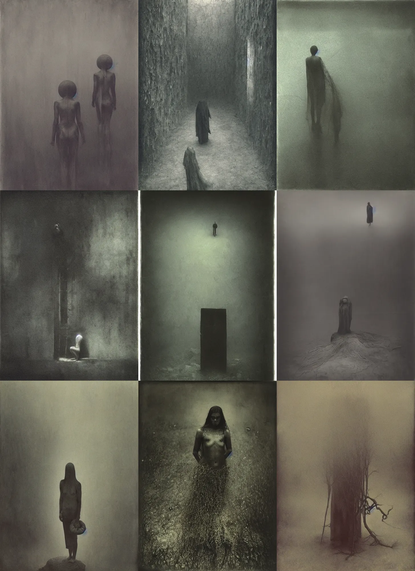 Prompt: wet plate photography, beksinski