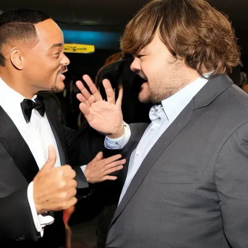 Image similar to Will Smith slapping Jack Black