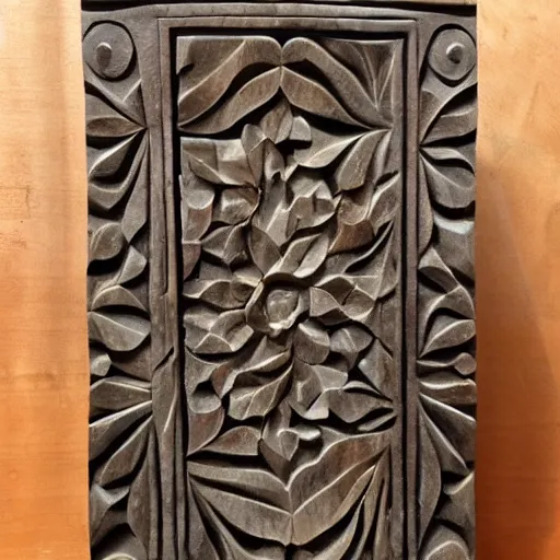Prompt: carved soapstone relief paneling