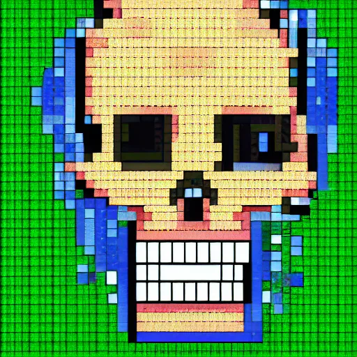 Image similar to pixel art laughing skull