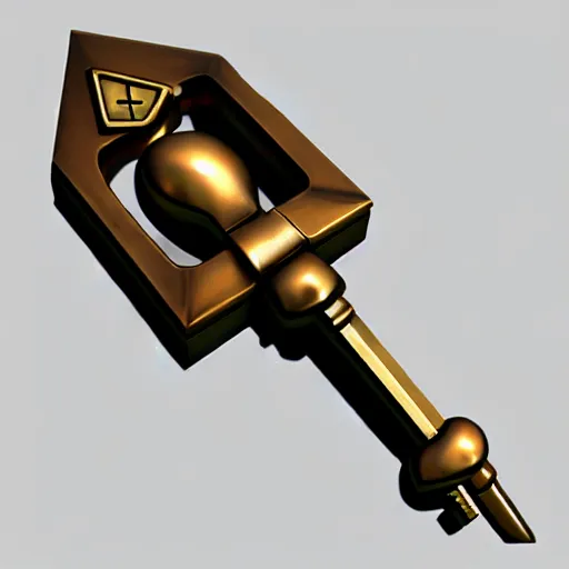 Image similar to a 3d game item of the metal key, icon, vray 4k render, on the white background, rpg game inventory item