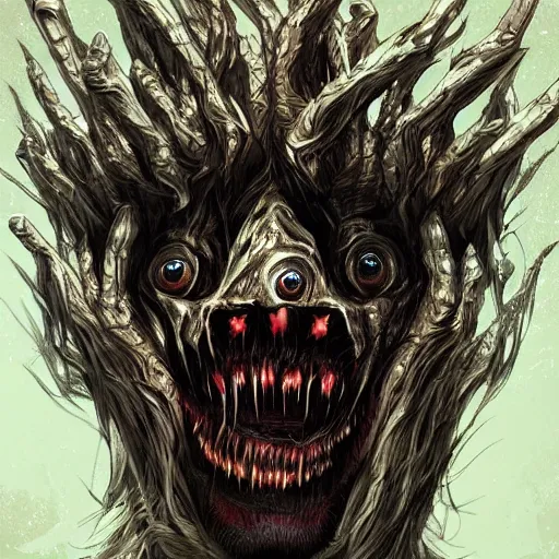 Image similar to A terrifying monster covered in eyes, digital art, trending in artstation