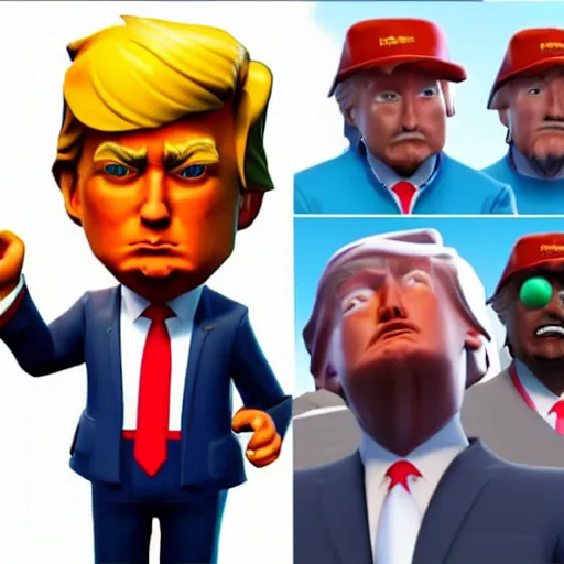 Image similar to donald trump fortnite skin limited new launch presidential skin, sunny, detailed, epic games fortnite trailer