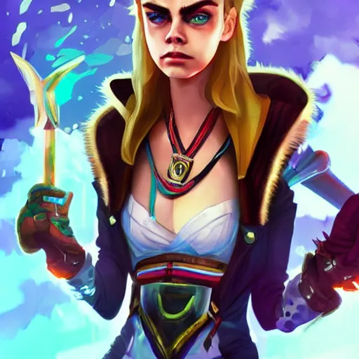 Prompt: Cara Delevingne as a League of Legends champion. Digital Art. Trending on ArtStation