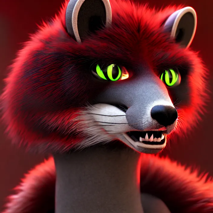 Image similar to furry - male - red - black - weasel - geistcaller - fursona uhd ue 5 visual novel pc game expressions, photorealistic