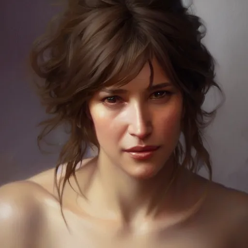 Image similar to a portrait painting of sophie marceau hybrid in the oil painting unreal 5 daz. rpg portrait, extremely detailed artgerm greg rutkowski alphonse mucha vladimir volegov