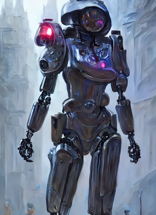 Image similar to robotic police in hood smashing people, d & d, wet, shiny, fantasy, intricate, elegant, extremely higly detailed, ultra definition, digital painting, artstation, anatomical perfect, baroque, full body perfect, concept art, smooth, sharp focus, illustration, art by artgerm and greg rutkowski and alphonse mucha