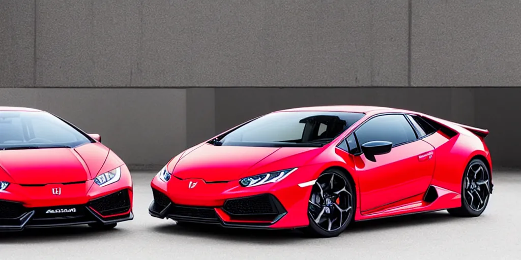 Prompt: honda civic in the shape of lamborghini huracan