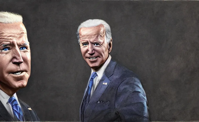 Image similar to joe biden in markrath, skyrim, a photorealistic painting