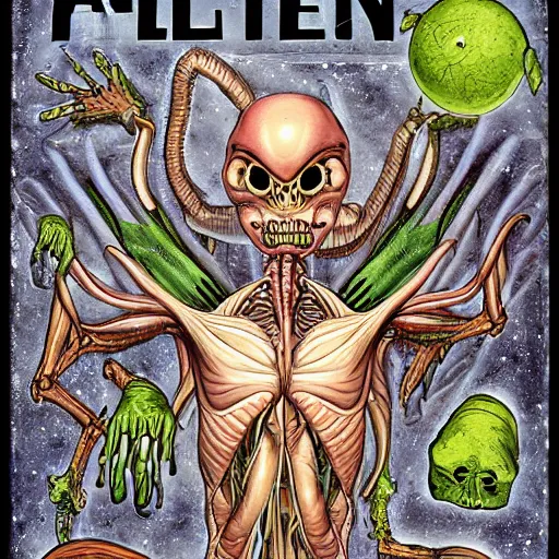 Prompt: alien anatomy by frank netter