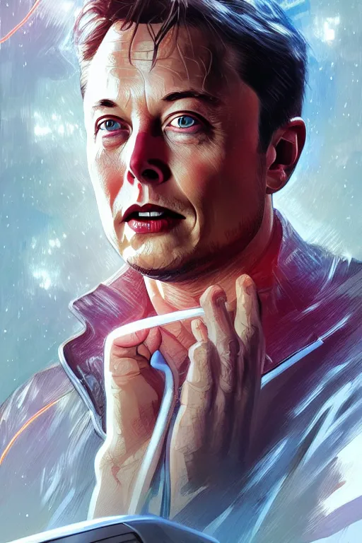 Prompt: elon musk as marty mcfly getting out of delorean, realistic portrait, symmetrical, highly detailed, digital painting, artstation, concept art, smooth, sharp focus, illustration, cinematic lighting, art by artgerm and greg rutkowski and alphonse mucha