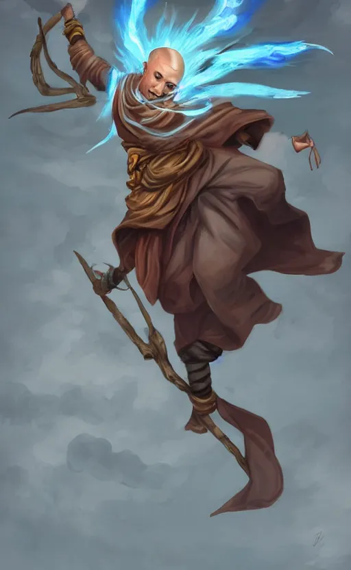 Image similar to air genasi monk, fantasy art