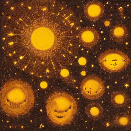 Image similar to parade of suns on the night sky