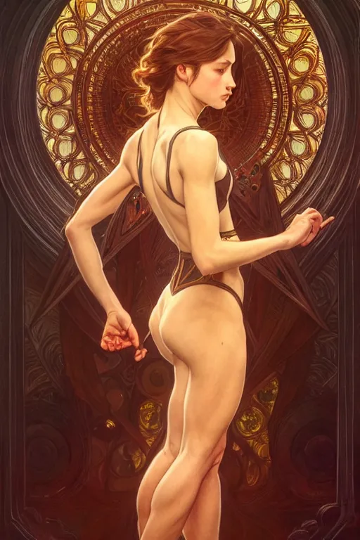 Image similar to symmetry!! intense fanart of 3 / 4 back pose of young christine as acotar protagonist, intricate, elegant, highly detailed, my rendition, digital painting, artstation, concept art, smooth, sharp focus, illustration, art by artgerm and greg rutkowski and alphonse mucha. fireball in hand, traditional clothes