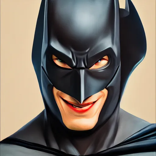 Image similar to Andy Samberg as Batman, digital art, trending on artstation, oil on canvas by J. C. Leyendecker and Edmund Blair Leighton and Charlie Bowater, octane render, cinematic