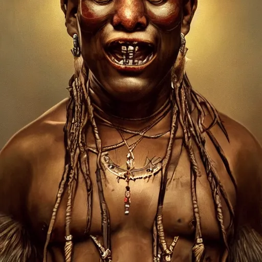 Prompt: corey taylor surrounded by african tribe, elegant intricate digital painting artstation concept art by mark brooks and brad kunkle detailed