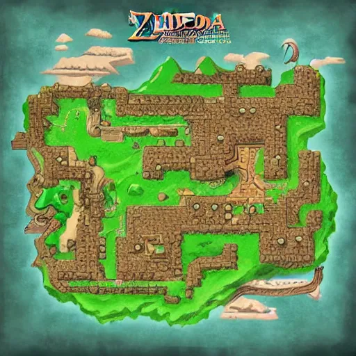 Image similar to zelda links awakening map artwork digital art trending on artstation, 4 k uhd, ultra detailed, sharp
