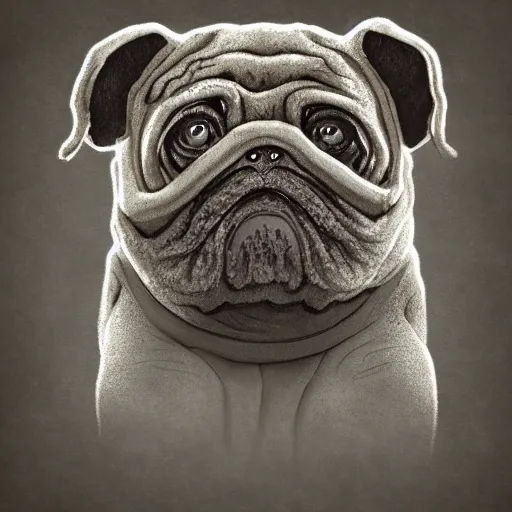 Image similar to A tardigrade with the eyes and mouth of a pug, national geographic-file-photograph, paywall-content, premium-award-winning, trending on artstation