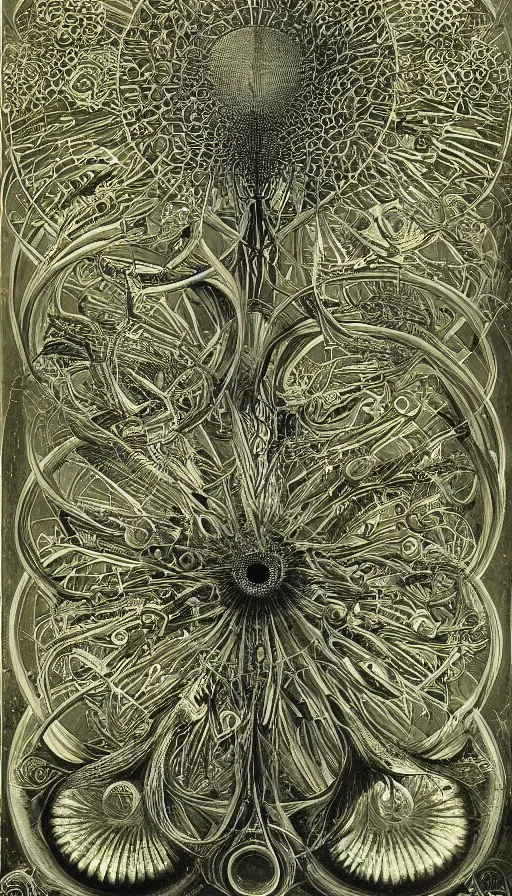 Prompt: techno artwork, by ernst haeckel