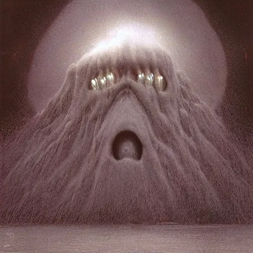 Prompt: a dark storm cloud made out of hundreds of sad ghostly faces. berserk. painted by beksinski and larry elmore.