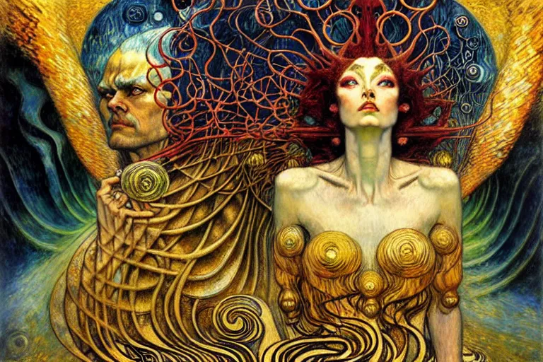 Image similar to Divine Chaos Engine by Karol Bak, Jean Delville, William Blake, Gustav Klimt, and Vincent Van Gogh, symbolist, visionary