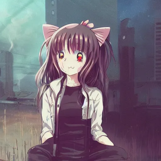 sad anime kitty