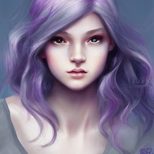 Prompt: teen girl, lavender hair, gorgeous, amazing, elegant, intricate, highly detailed, digital painting, artstation, concept art, sharp focus, illustration, art by Ross tran