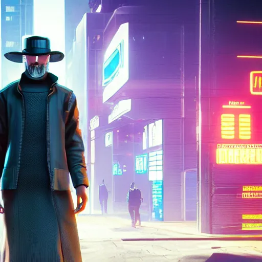 Image similar to cybernetic Amish man. Cyberpunk 2077. CP2077. 3840 x 2160