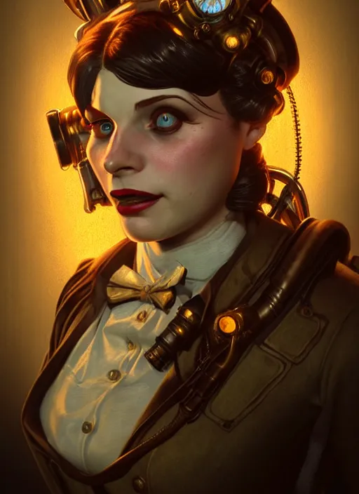 Image similar to Bioshock steampunk portrait, au naturel, hyper detailed, digital art, trending in artstation, cinematic lighting, studio quality, smooth render, unreal engine 5 rendered, octane rendered, art style by klimt and nixeu and ian sprigger and wlop and krenz cushart