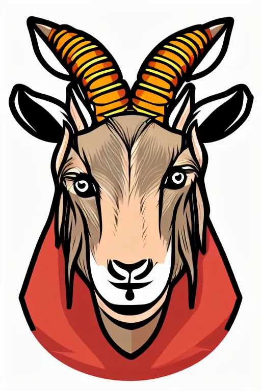 Image similar to Portrait of a savage goat, anime, sticker, colorful, illustration, highly detailed, simple, smooth and clean vector curves, no jagged lines, vector art, smooth