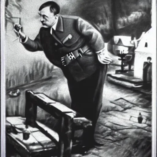 Image similar to hitler painting a beautiful picture of himself