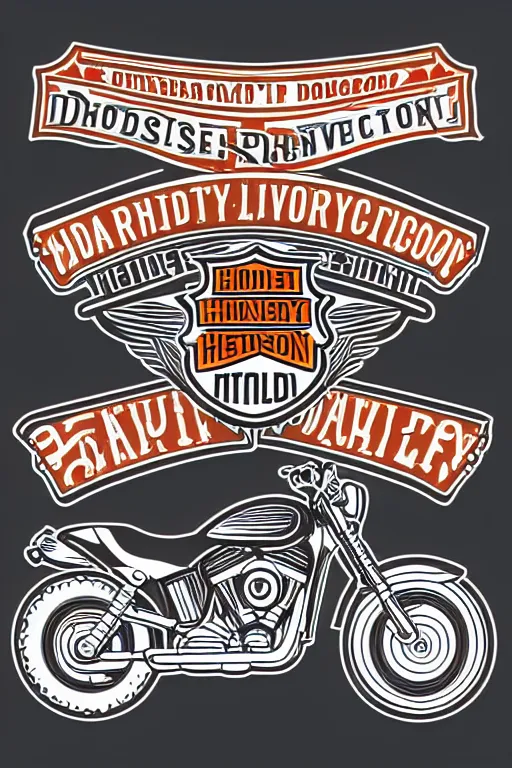 Image similar to Harley Davidson motorbike , sticker, colorful, illustration, highly detailed, simple, smooth and clean vector curves, no jagged lines, vector art, smooth