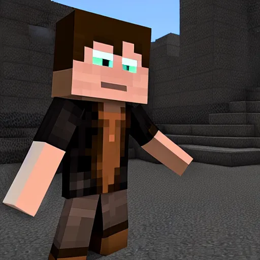 Prompt: Steve from Minecraft with glowing eyes standing in a very dark alley, staring at the camera, motionless. Award winning, high resolution, realistic