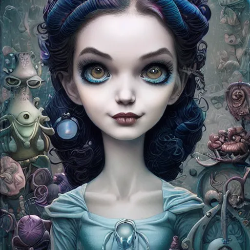 Image similar to Lofi portrait Pixar style by Joe Fenton and Stanley Artgerm and Tom Bagshaw and Tim Burton, dio de los murertos