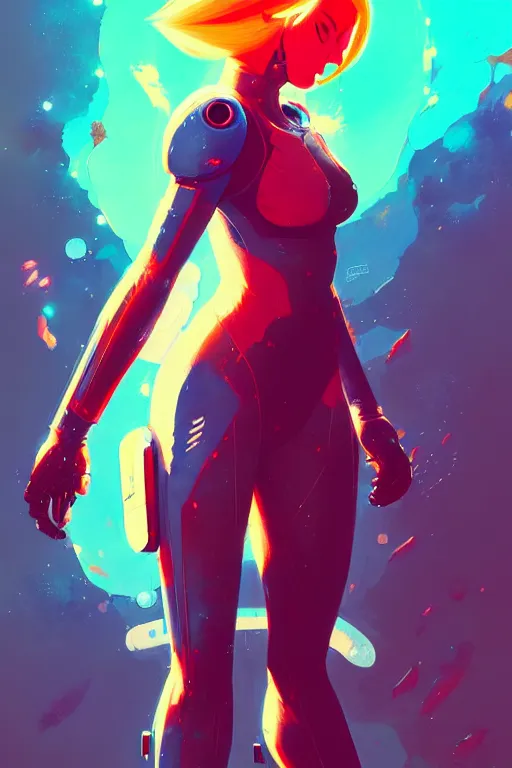 Image similar to a ultradetailed painting of samus aran by conrad roset, greg rutkowski and makoto shinkai trending on artstation