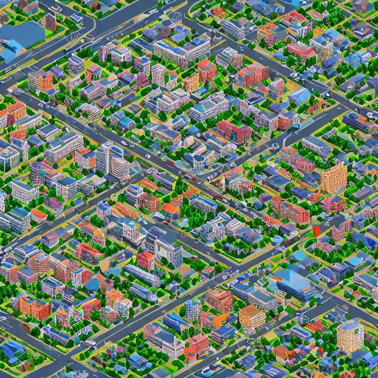 Prompt: isometric photo view of Moscow suburbs, highly detailed, ultra realistic