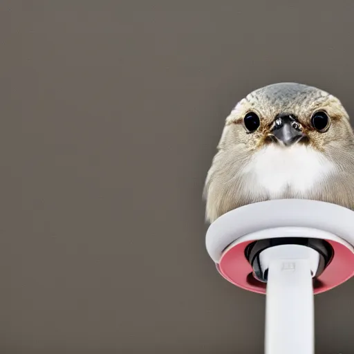 Image similar to A photograph of a bird wearing headphones and speaking into a microphone