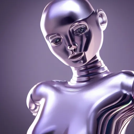 Prompt: Shiny robot woman portrait, octane render, high detail, photorealistic