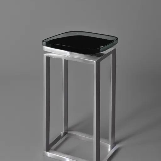 Prompt: furniture design of stool, modern, steel and glass, bauhaus