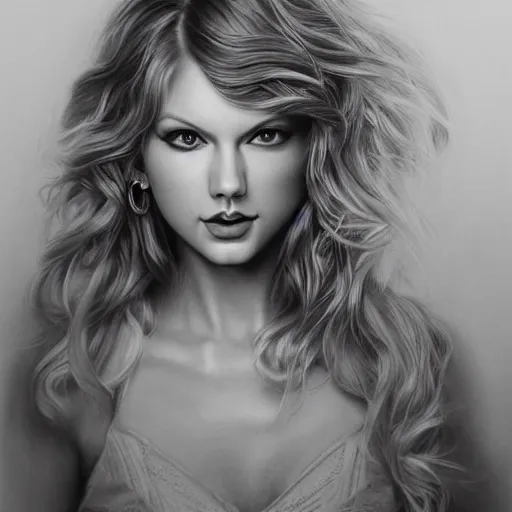 Image similar to pencil art, detailed portrait of taylor swift, intricate, hyper detailed, realistic, oil painting, by yoshitaka amano, cinematic lighting