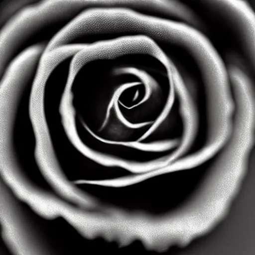 Image similar to award - winning macro of a beautiful black rose made of glowing molten magma