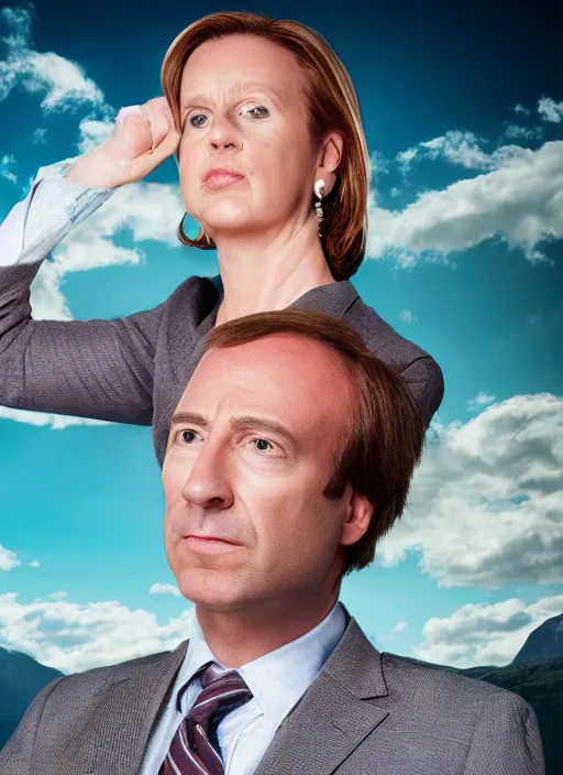 Image similar to photo of saul goodman as a woman, studio photo, hdr, stunning scenery, dynamic lighting